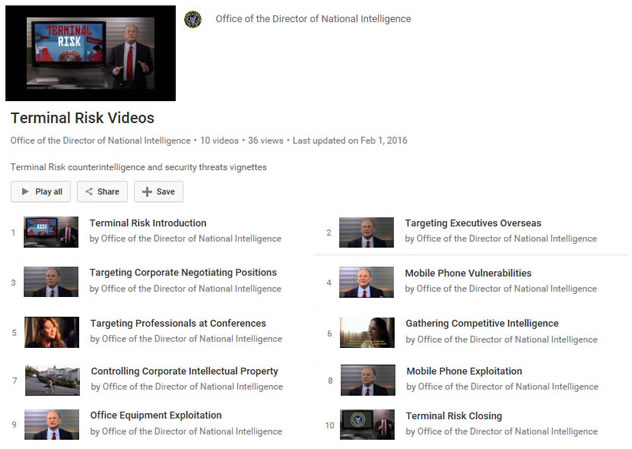 Terminal Risk Videos ODNI Keith Melton